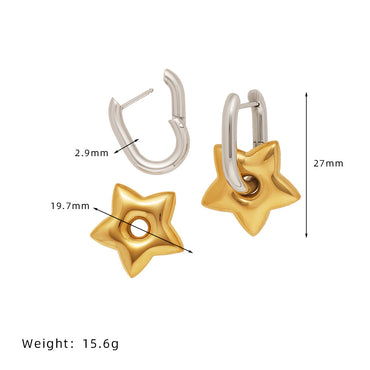 1 Pair Casual Elegant Pentagram Titanium Steel 18K Gold Plated Drop Earrings