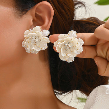 1 Pair Casual Cute Sweet Flower Zinc Alloy Ear Studs