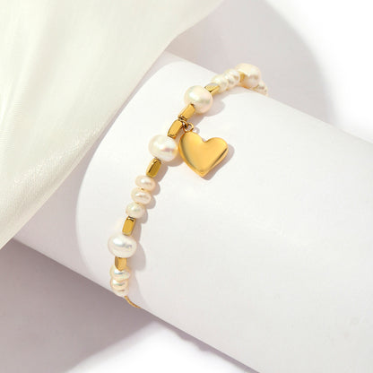 Stainless Steel 18K Gold Plated Casual Classic Style Heart Shape Bracelets