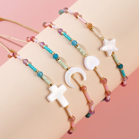 Simple Style Star Moon Glass Glass Rope Women's Drawstring Bracelets