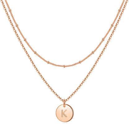 Copper 14K Gold Plated Casual Cool Style Round Letter Double Layer Necklaces