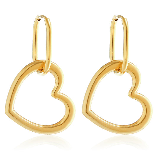 1 Pair Simple Style Artistic Heart Shape Stainless Steel Drop Earrings