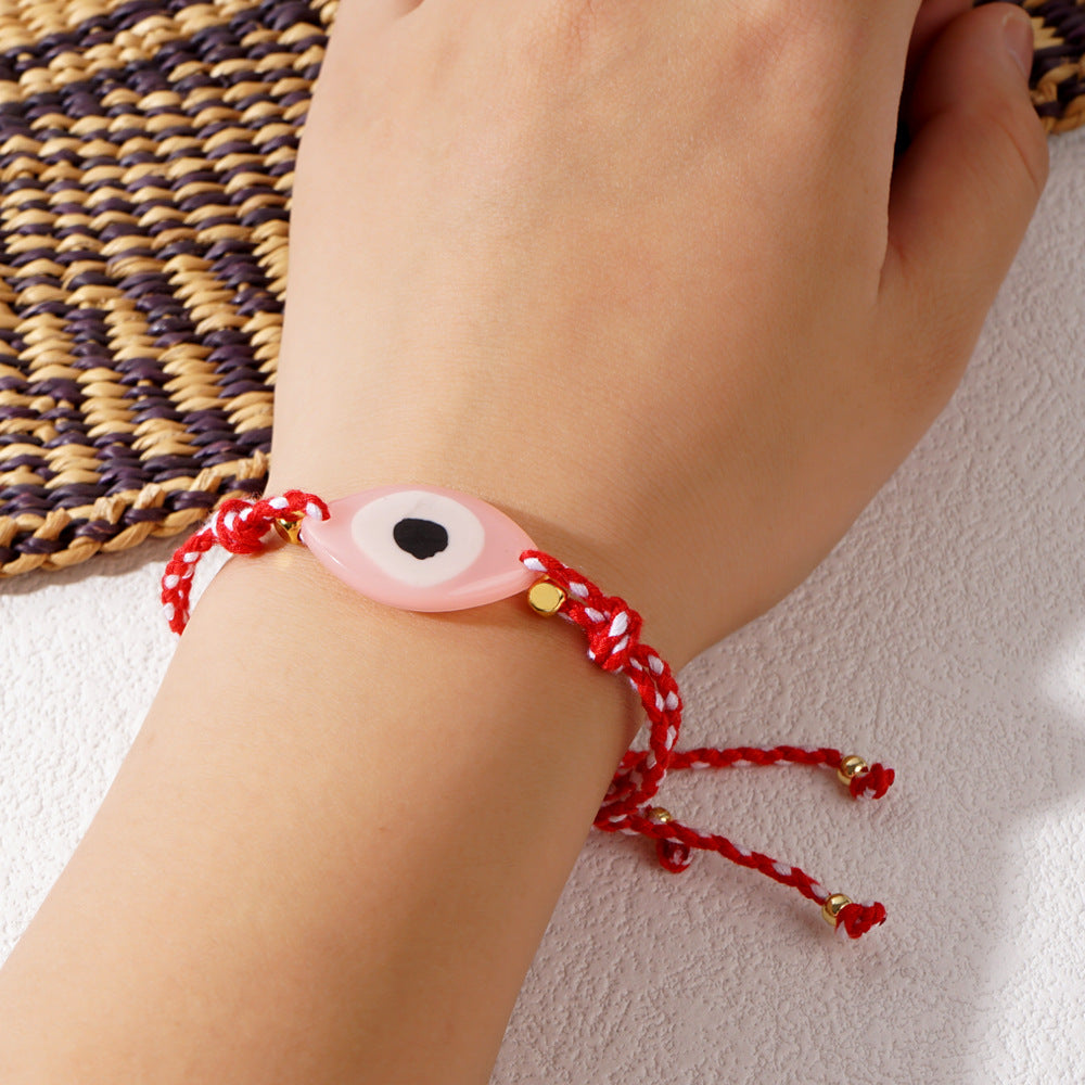 Ethnic Style Devil's Eye Alloy Resin Polyester Knitting Women's Drawstring Bracelets