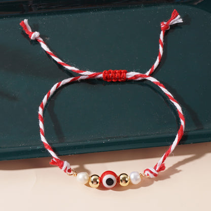 Ethnic Style Devil's Eye Alloy Polyester Handmade Women's Drawstring Bracelets