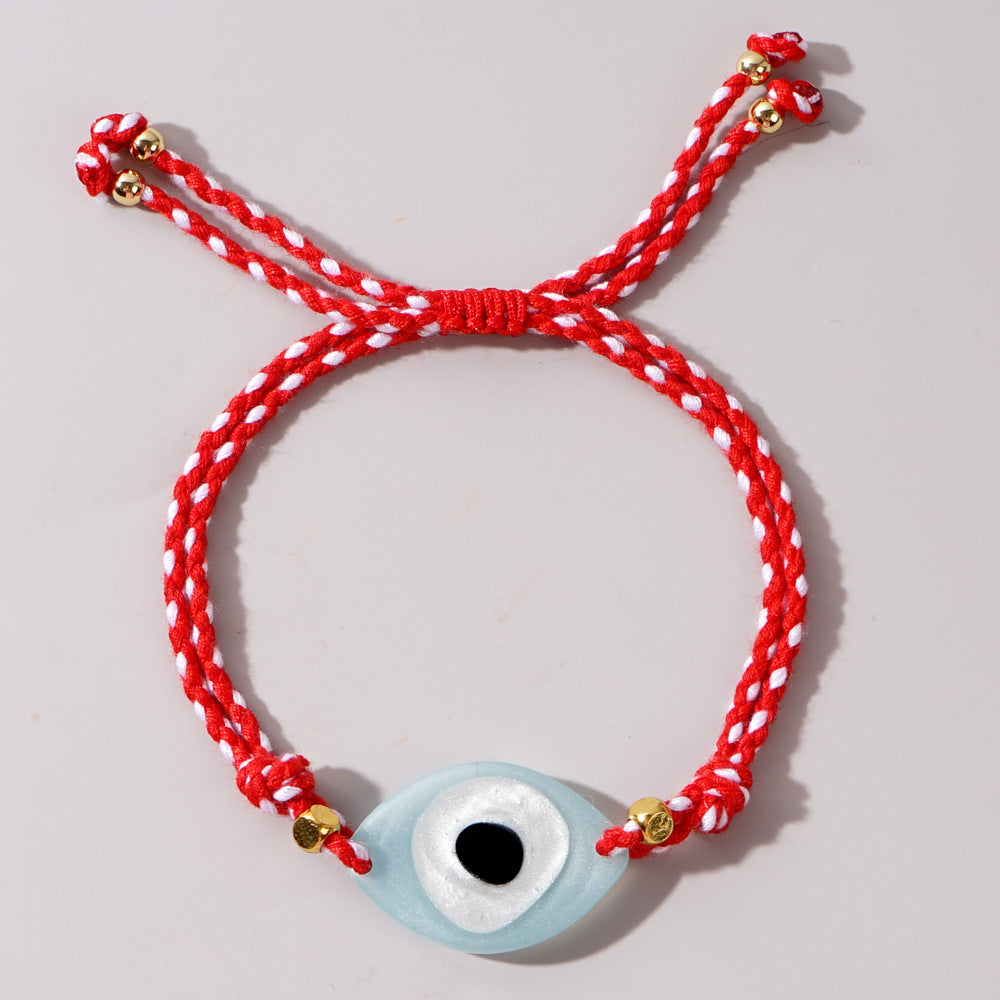 Ethnic Style Devil's Eye Alloy Resin Polyester Knitting Women's Drawstring Bracelets