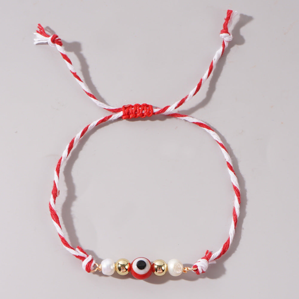 Ethnic Style Devil's Eye Alloy Polyester Handmade Women's Drawstring Bracelets