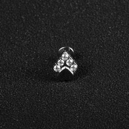 1 Piece Lip Rings Streetwear Cool Style Geometric Pure Titanium Inlay Zircon Lip Rings