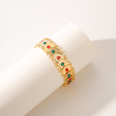 Copper 18K Gold Plated Classical Luxurious Classic Style Inlay Geometric Rhinestones Bracelets