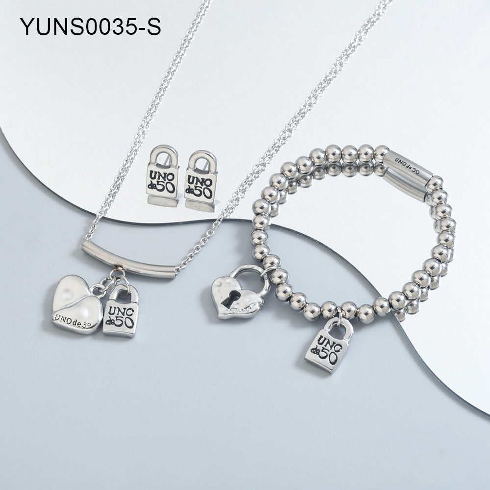 Wholesale Classic Style Streetwear Heart Shape Lock Stainless Steel Plating 18k Gold Plated Bracelets Necklace