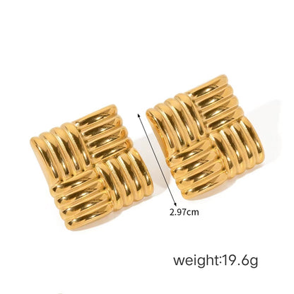 1 Pair Commute C Shape Plating Stainless Steel 18K Gold Plated Ear Studs