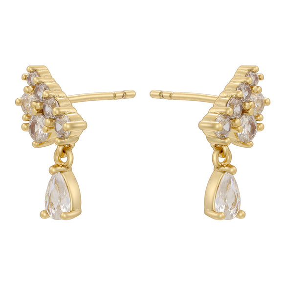 1 Pair Casual Elegant Simple Style Water Droplets Plating Inlay Copper Zircon 18K Gold Plated Ear Studs