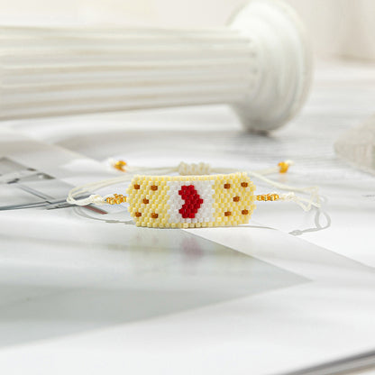 Casual Simple Style Triangle Devil's Eye Heart Shape Glass Rope Knitting Women's Drawstring Bracelets