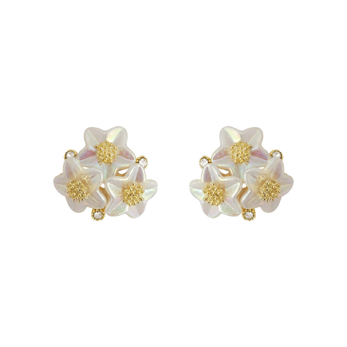 1 Pair Vintage Style Flower Plating Inlay Copper Zircon 18K Gold Plated Ear Studs