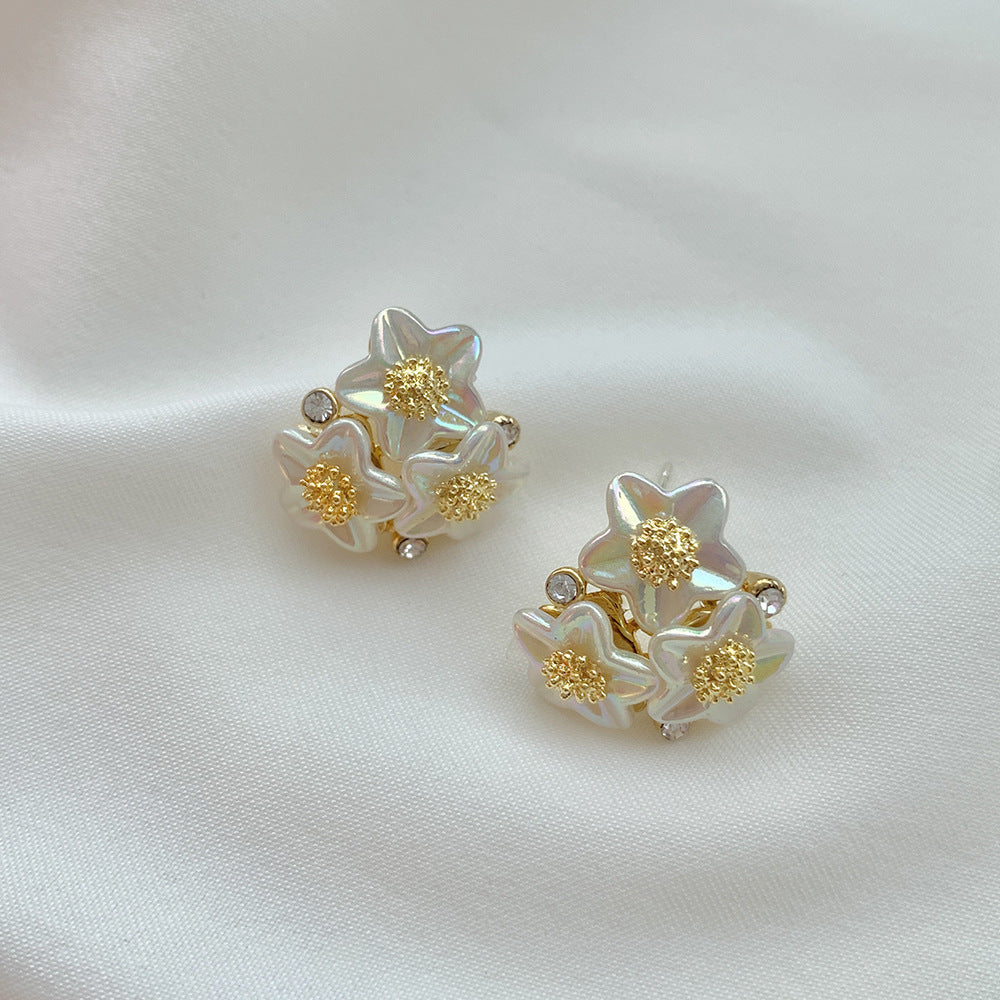 1 Pair Vintage Style Flower Plating Inlay Copper Zircon 18K Gold Plated Ear Studs