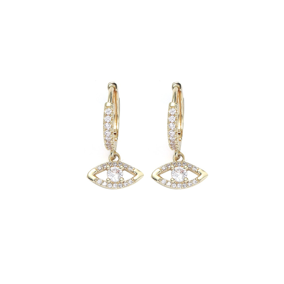 1 Pair Classical Hip-Hop Eye Plating Inlay Copper Zircon K Gold Plated White Gold Plated Drop Earrings
