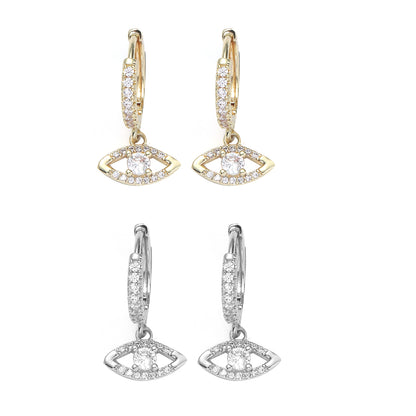 1 Pair Classical Hip-Hop Eye Plating Inlay Copper Zircon K Gold Plated White Gold Plated Drop Earrings