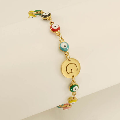 Titanium Steel Gold Plated Simple Style Classic Style Letter Plating Bracelets