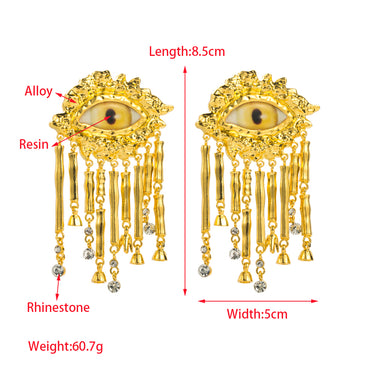 1 Pair Casual Eye Plating Inlay Zinc Alloy Resin Rhinestones Gold Plated Ear Studs