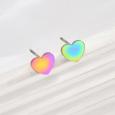1 Pair Basic Simple Style Classic Style Heart Shape Stainless Steel Ear Studs