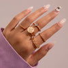 Vintage Beauty Head Alloy Coin Cross Pattern Rhinestone Love Ring Set Nhgy125437