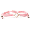 Sweet Four Leaf Clover Alloy Drawstring Knitting Crystal Women's Bracelets