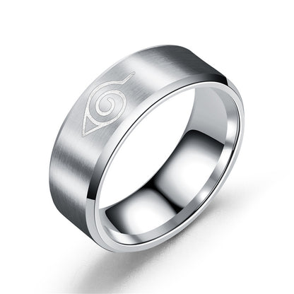 Anime Peripheral Naruto Ring Stainless Steel Men's Lettering Ring