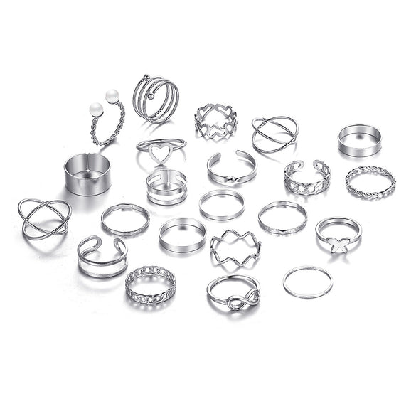 Fashion Geometric Alloy Plating Rings 22