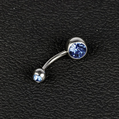 1 Piece Belly Rings Simple Style Color Block Stainless Steel Polishing Inlay Diamond Belly Rings