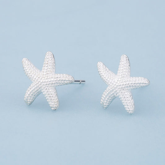 1 Pair Casual Lady Starfish Sterling Silver Silver Plated Ear Studs