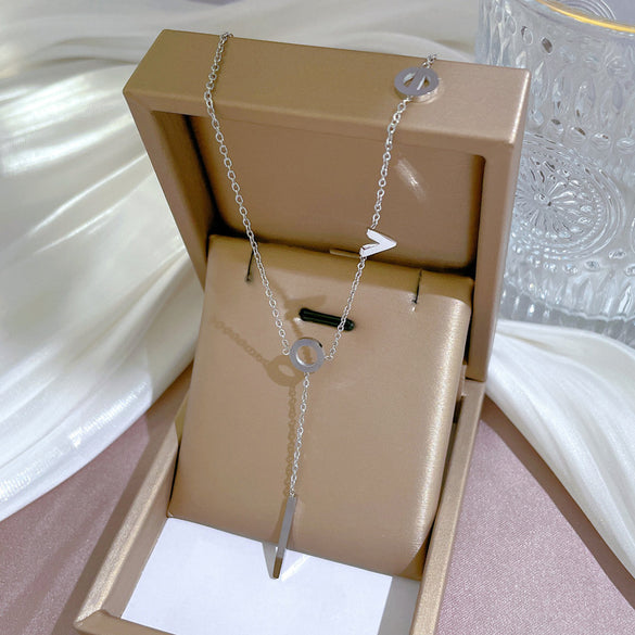 Simple Style Geometric Gourd Stainless Steel Plating Rhinestones Pendant Necklace