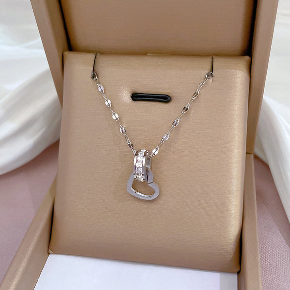 Simple Style Geometric Gourd Stainless Steel Plating Rhinestones Pendant Necklace