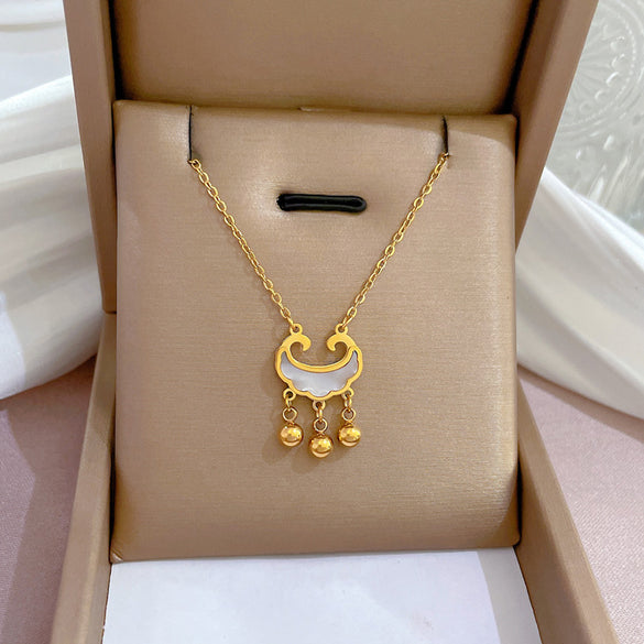 Simple Style Geometric Gourd Stainless Steel Plating Rhinestones Pendant Necklace