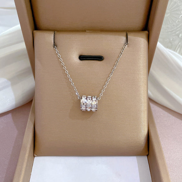 Simple Style Geometric Gourd Stainless Steel Plating Rhinestones Pendant Necklace