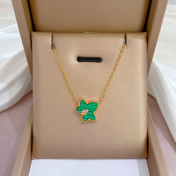 Simple Style Geometric Gourd Stainless Steel Plating Rhinestones Pendant Necklace