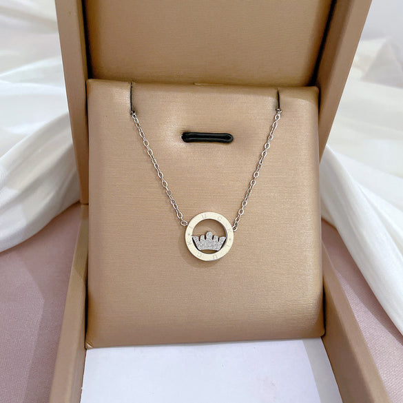 Simple Style Geometric Gourd Stainless Steel Plating Rhinestones Pendant Necklace