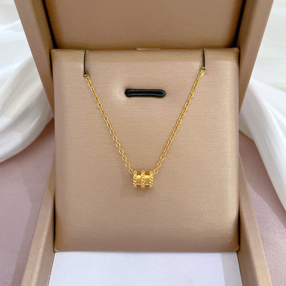 Simple Style Geometric Gourd Stainless Steel Plating Rhinestones Pendant Necklace