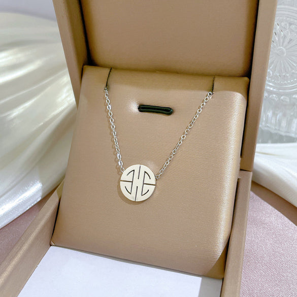 Simple Style Geometric Gourd Stainless Steel Plating Rhinestones Pendant Necklace