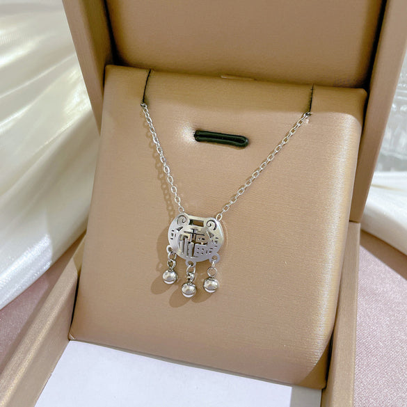 Simple Style Geometric Gourd Stainless Steel Plating Rhinestones Pendant Necklace