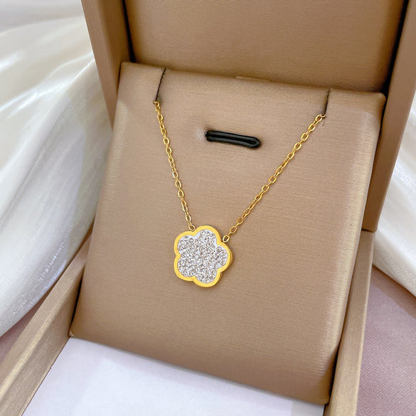Simple Style Geometric Gourd Stainless Steel Plating Rhinestones Pendant Necklace