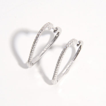 1 Pair Elegant Glam Round Heart Shape Inlay Sterling Silver Zircon White Gold Plated Earrings