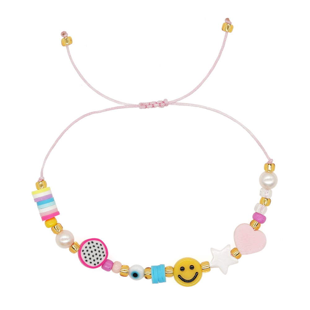 Simple Style Commute Smiley Face Soft Clay Copper Beaded Bracelets