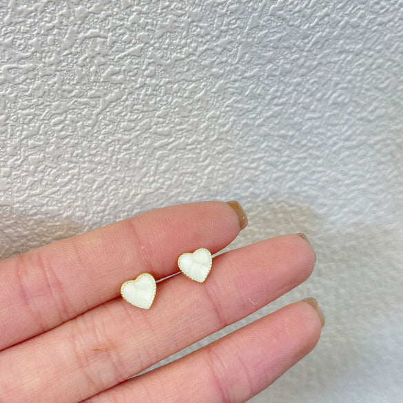1 Pair Simple Style Commute Heart Shape Crown Bow Knot Enamel Alloy Ear Studs