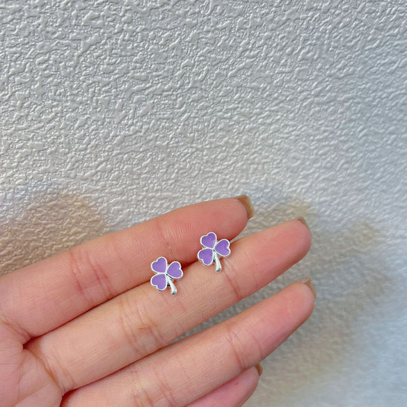 1 Pair Simple Style Commute Heart Shape Crown Bow Knot Enamel Alloy Ear Studs