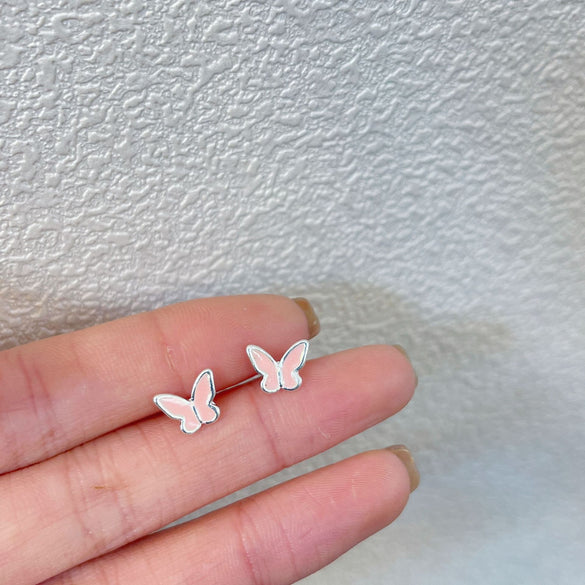 1 Pair Simple Style Commute Heart Shape Crown Bow Knot Enamel Alloy Ear Studs