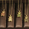 Cute Simple Style Bear Heart Shape Copper 18k Gold Plated Zircon Pendant Necklace In Bulk