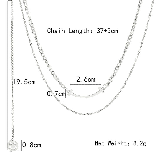 Modern Style Simple Style Classic Style Geometric Titanium Steel Layered Necklaces
