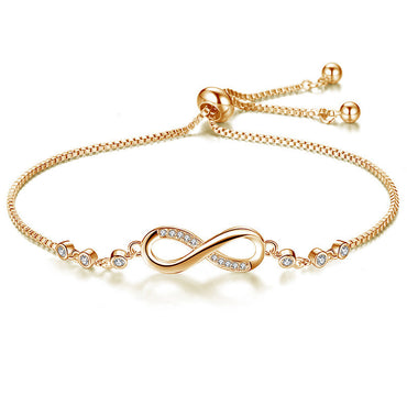 Simple Style Infinity Copper Plating Inlay Zircon Gold Plated Bracelets