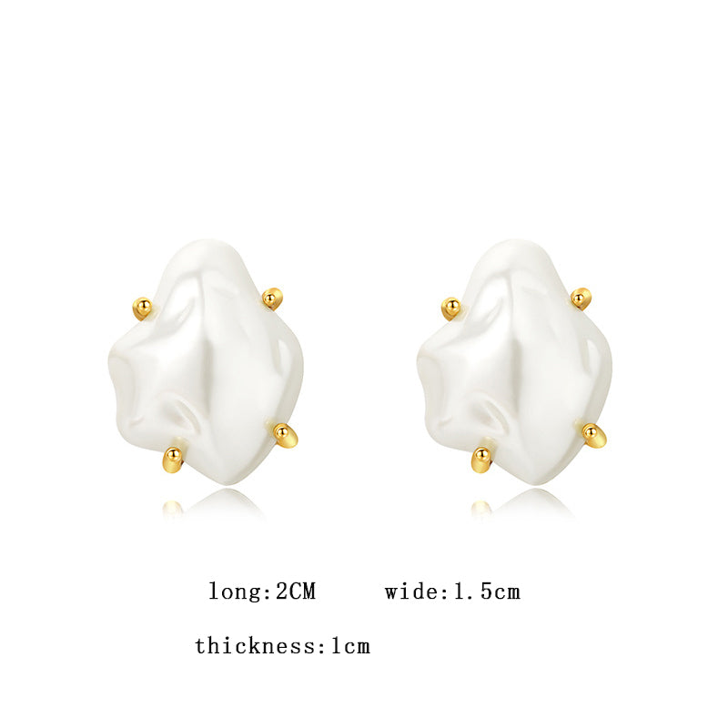 1 Pair Simple Style Solid Color Plating Imitation Pearl Gold Plated Ear Studs