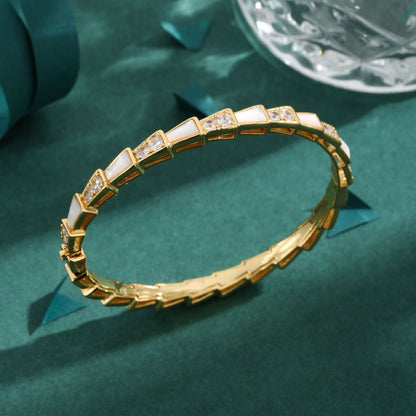 Copper 18K Gold Plated Elegant Geometric Stoving Varnish Bangle