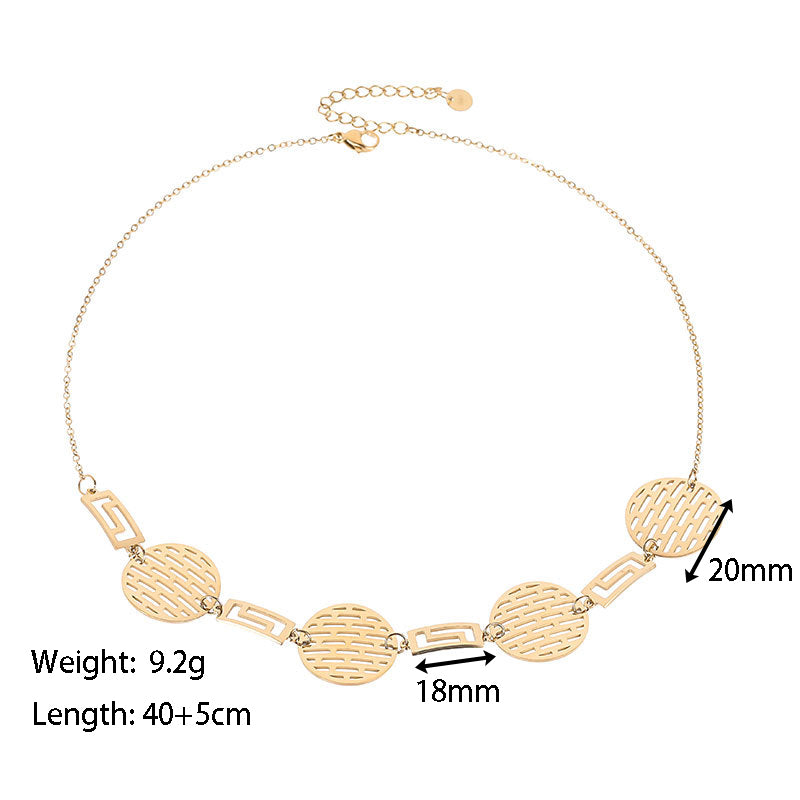 Retro Round Titanium Steel Women's Bracelets Necklace